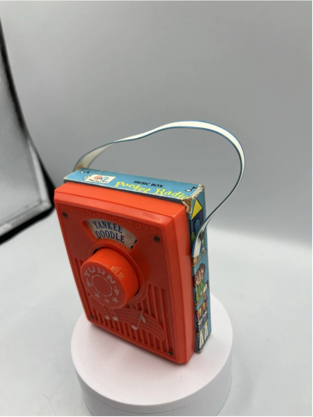Vintage Fisher Price Musical Pocket Radio Yankee Doodle Toy 1970s Kids Music Box